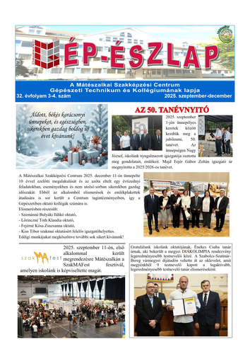 Megjelent a GÉPÉSZLAP 2025. szeptember-decemberi száma